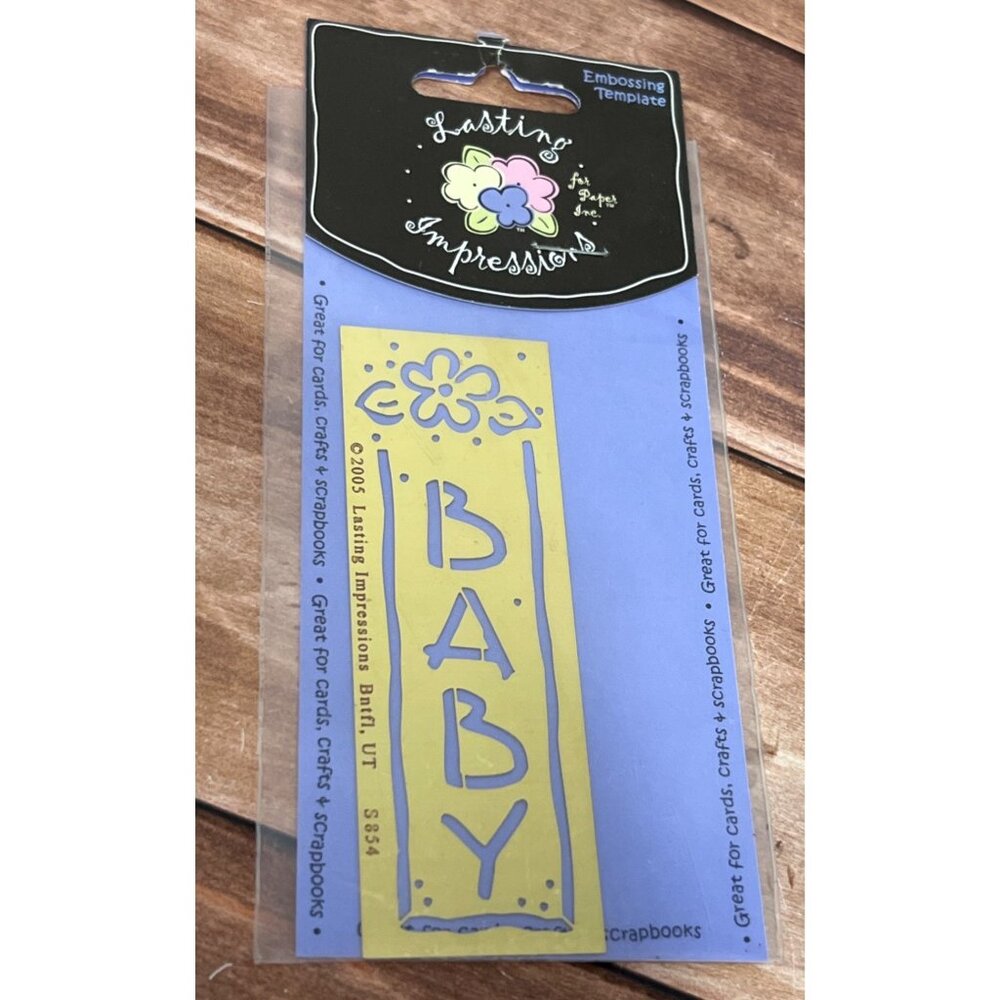 S854 Lasting Impressions Baby Banner Stencil Embossing Template